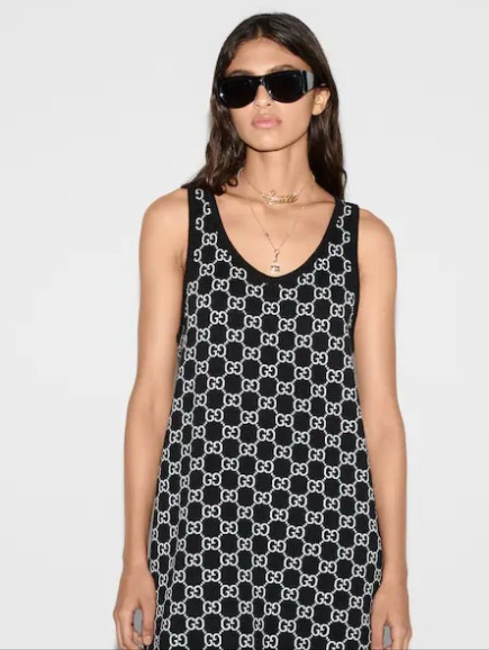 Black &White Fashion Sleeveless Dress with full Logo Pattern🆕✨🩷😍